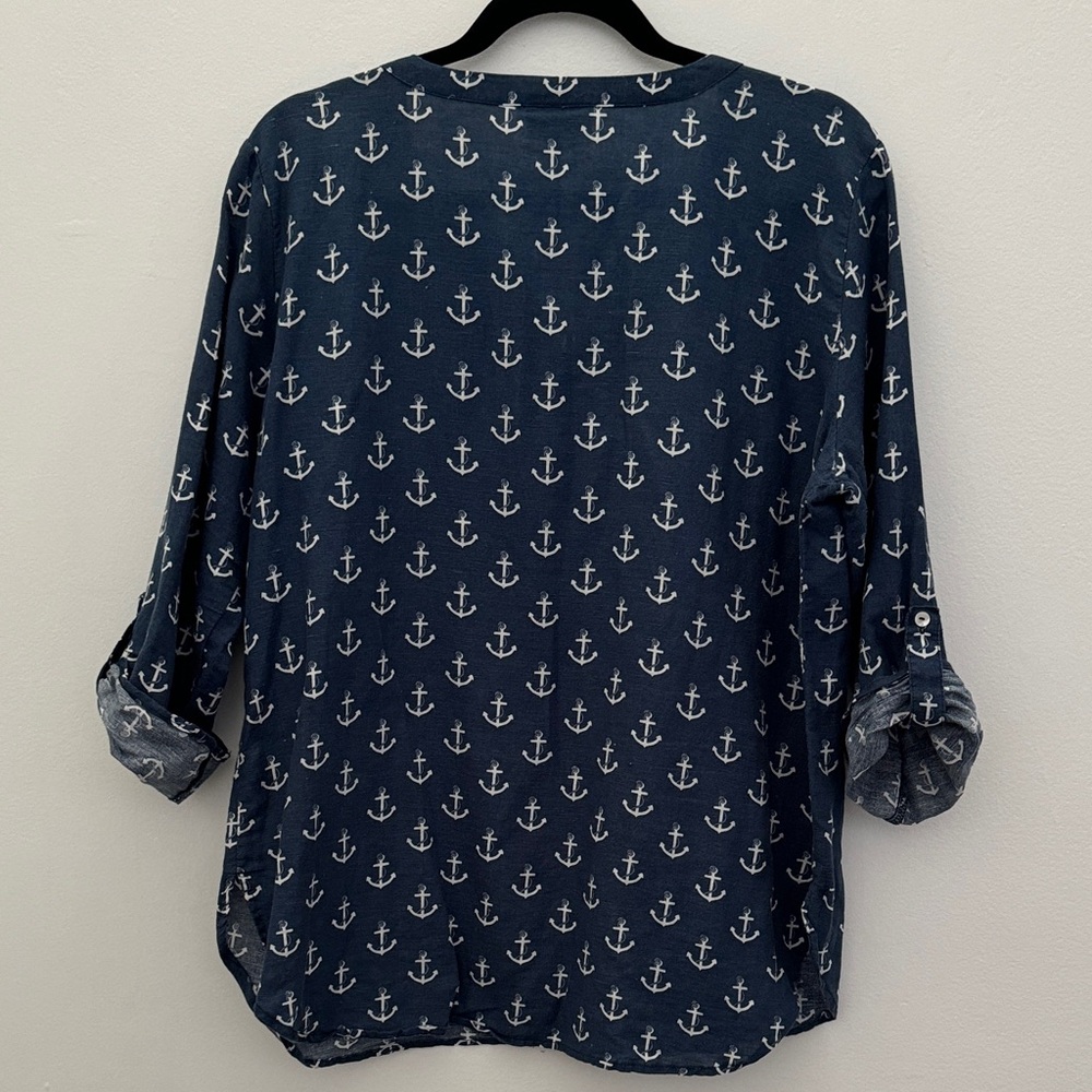 Women’s Blue and White Anchor Top - Size Large - Picture 5 of 7